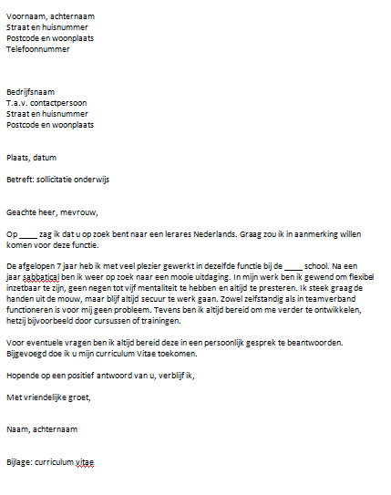 sollicitatiebrief voorbeeld formal letter of resignation