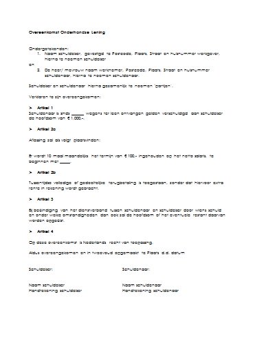 voorbeeld contract lening familie voorbeeld contract lening familie