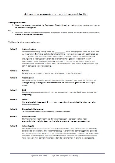 oproepkracht contract