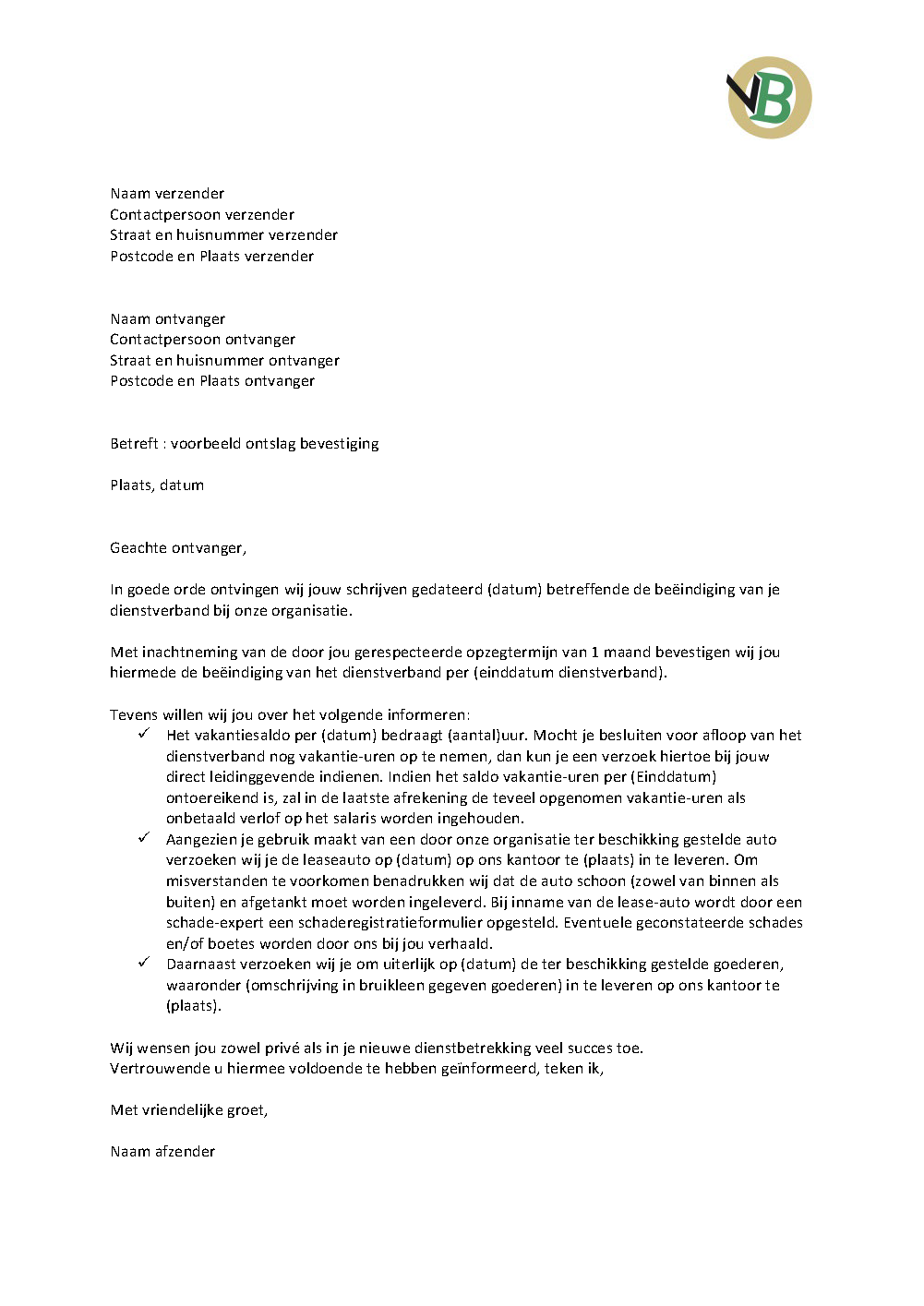 aangetekende ontslagbrief
