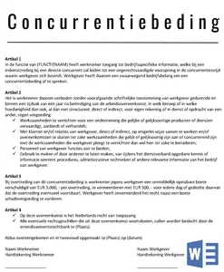 Voorbeeld Concurrentiebeding, bekijk en download een voorbeeld condurrentebeding