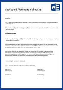 Voorbeeld Algemene Volmacht, bekijk en download de voorbeeld machtiging
