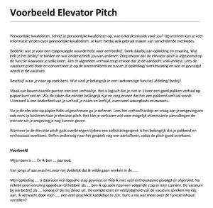 Voorbeeld Elevator Pitch, bekijk en download een voorbeeld van een elevator pitch.