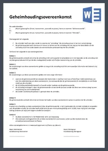 een Voorbeeld Geheimhoudingsovereenkomst, bekijk en download het voorbeeld