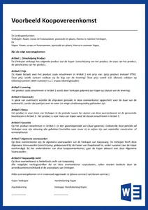 Voorbeeld Koopovereenkomst, bekijk en download het voorbeeld