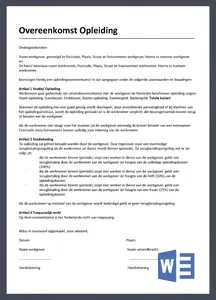 Een Voorbeeld Overeenkomst Opleiding tussen werkgever en werknemer