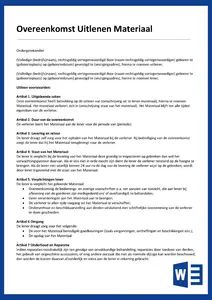 een Voorbeeld Overeenkomst Uitlenen Materiaal, met gratis download. 