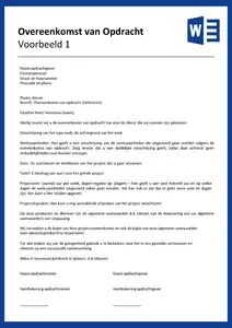 Voorbeelden van een overeenkomst van opdracht, gratis te downloaden