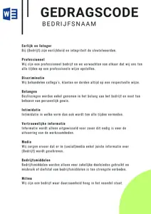 Voorbeeld Gedragscode, bekijk en download het voorbeeld. 