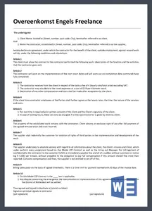 voorbeeld Overeenkomst Engels ZZP