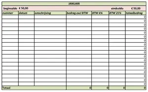 Gratis boekhoudprogramma Excel kasboek, download gratis het voorbeeld kasboek in Excel