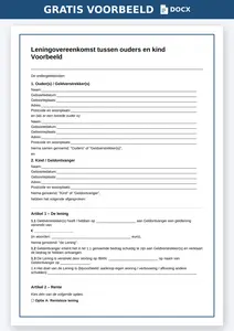 Leen jij geld aan je kind? Download een gratis voorbeeld familielening ouders kind in Word. Met of zonder rente, fiscaal correct vastgelegd.