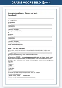 Verhuur jij een kamer? Download een gratis voorbeeld huurcontract kamer kamerverhuur in Word. Direct te bewerken sjabloon, ook geschikt voor hospitaverhuur.