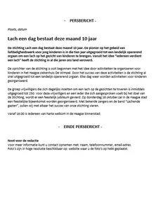 Voorbeeld persbericht evenement