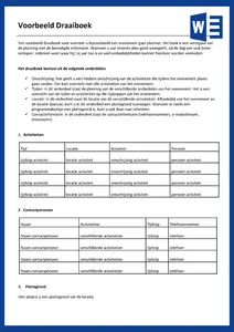 Voorbeeld Draaiboek, bekijk en download het voorbeeld. 