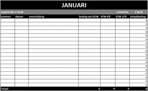 Een voorbeeld kas Excel om eenvoudig uw kasboek te verzorgen. 