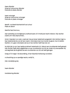 voorbeeld klachtenbrief over school