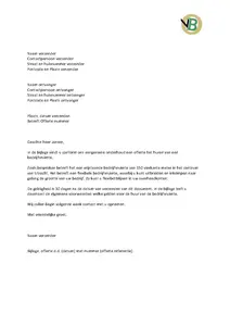 Voorbeeld offertebrief, bekijk het sjabloon van een begeleidende brief bij een offerte, gratis download.