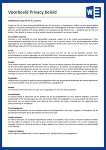 voorbeeld Privacy Beleid, bekijk en download het voorbeeld.