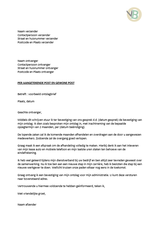 brief voorbeeld