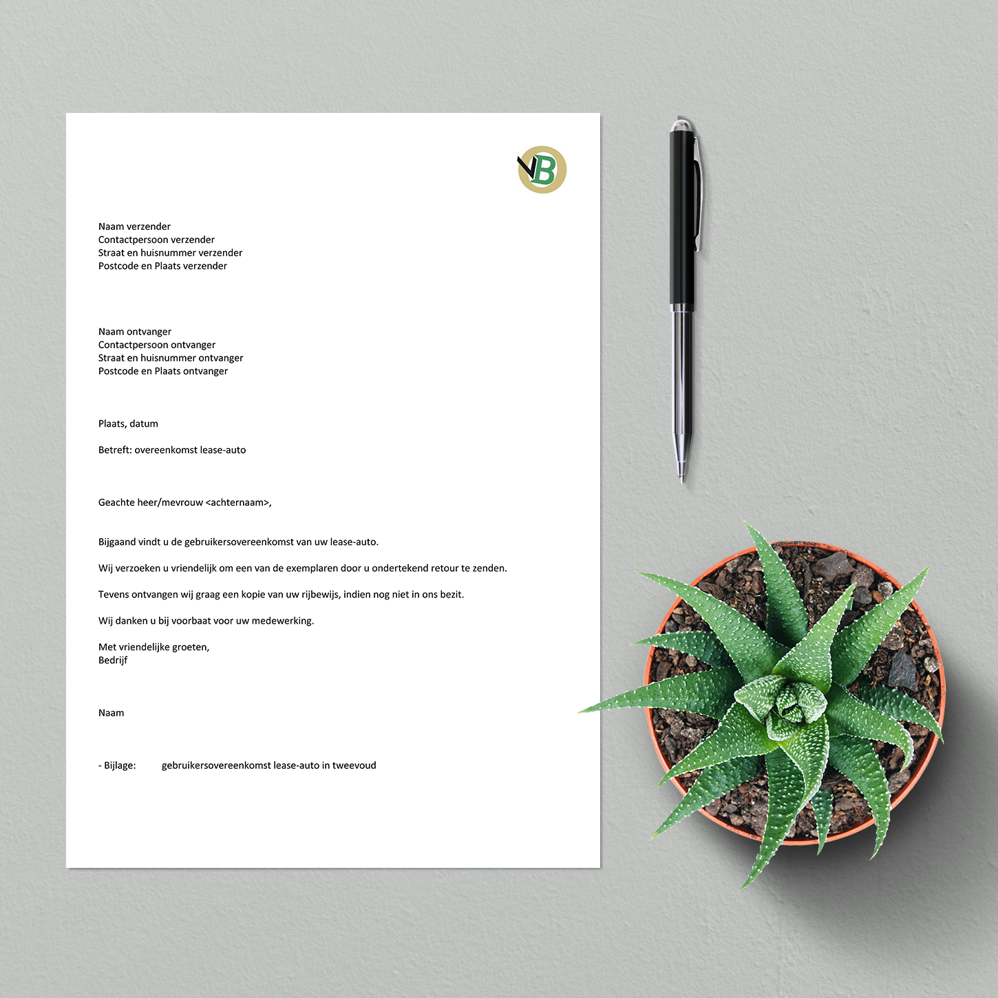 Begeleidende Brief Overeenkomst