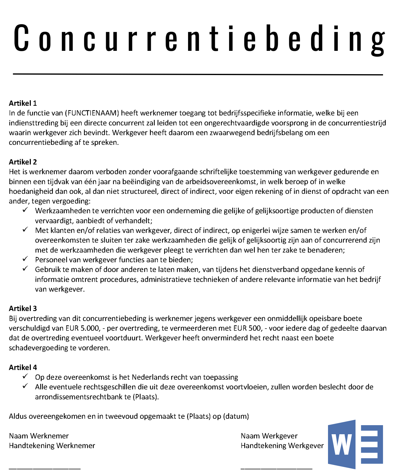 overtreding concurrentiebeding