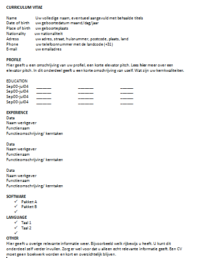 Voorbeeld Cv Engels