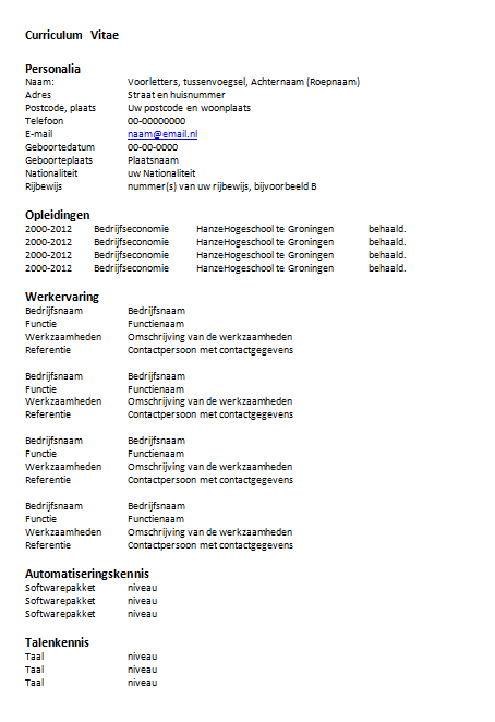 Goed Cv Voorbeeld