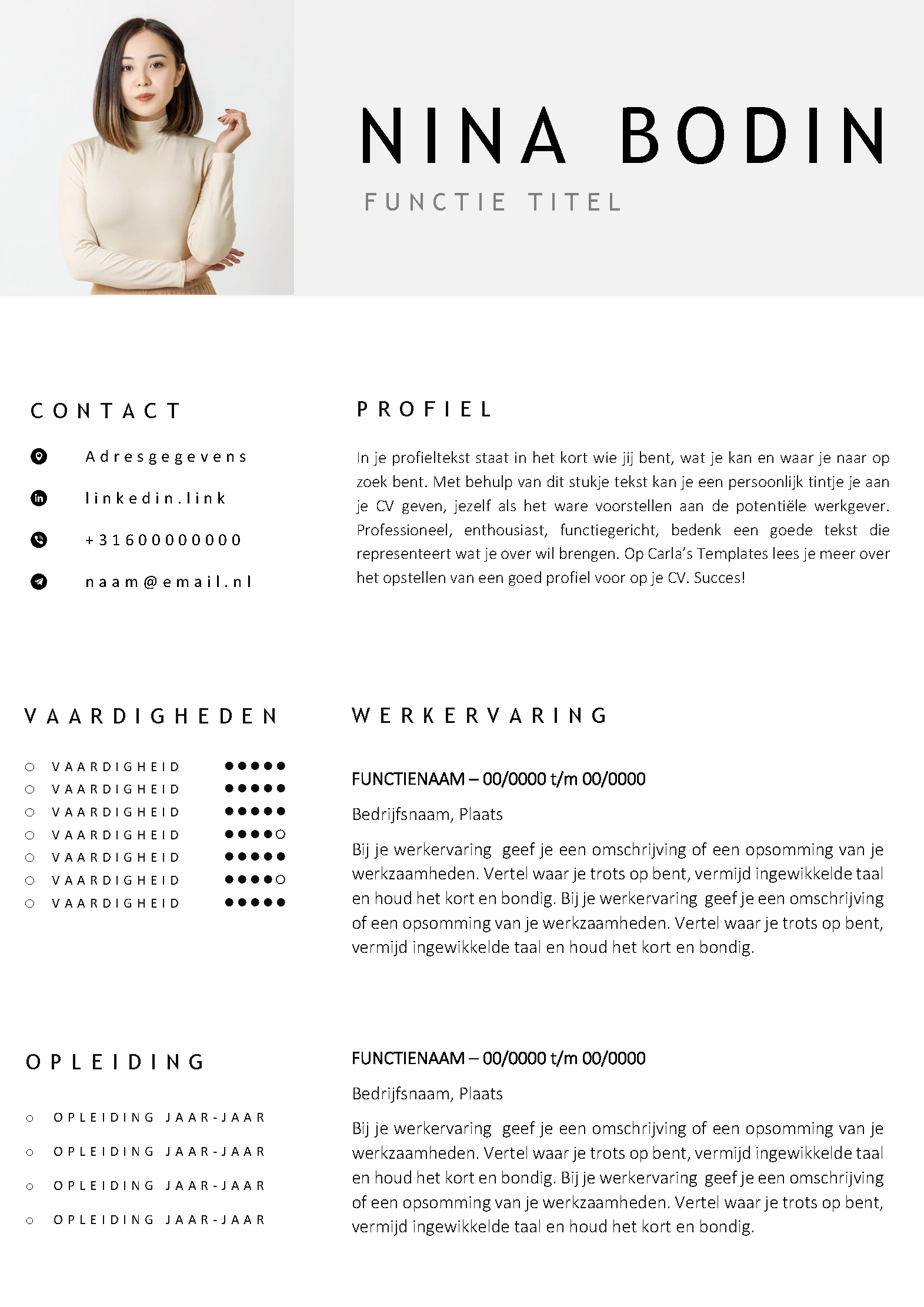 Gratis cv template 29 word | 100% gratis voorbeeld cv templates in Microsoft Word | Maak je CV in een handomdraai | eenvoudig en snel te bewerken