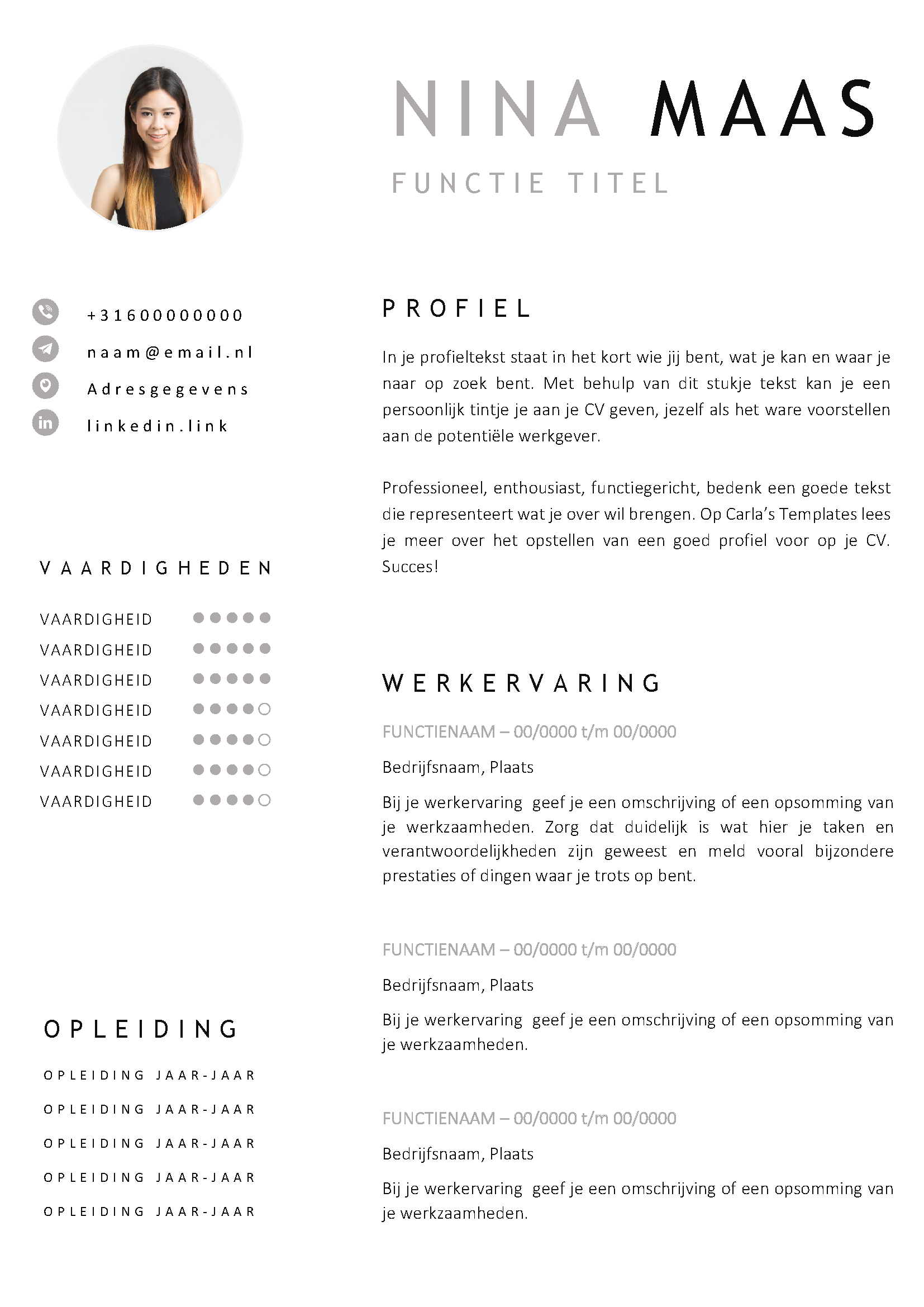 Gratis cv template 9 word | 100% gratis voorbeeld cv templates in Microsoft Word | Maak je CV in een handomdraai | eenvoudig en snel te bewerken