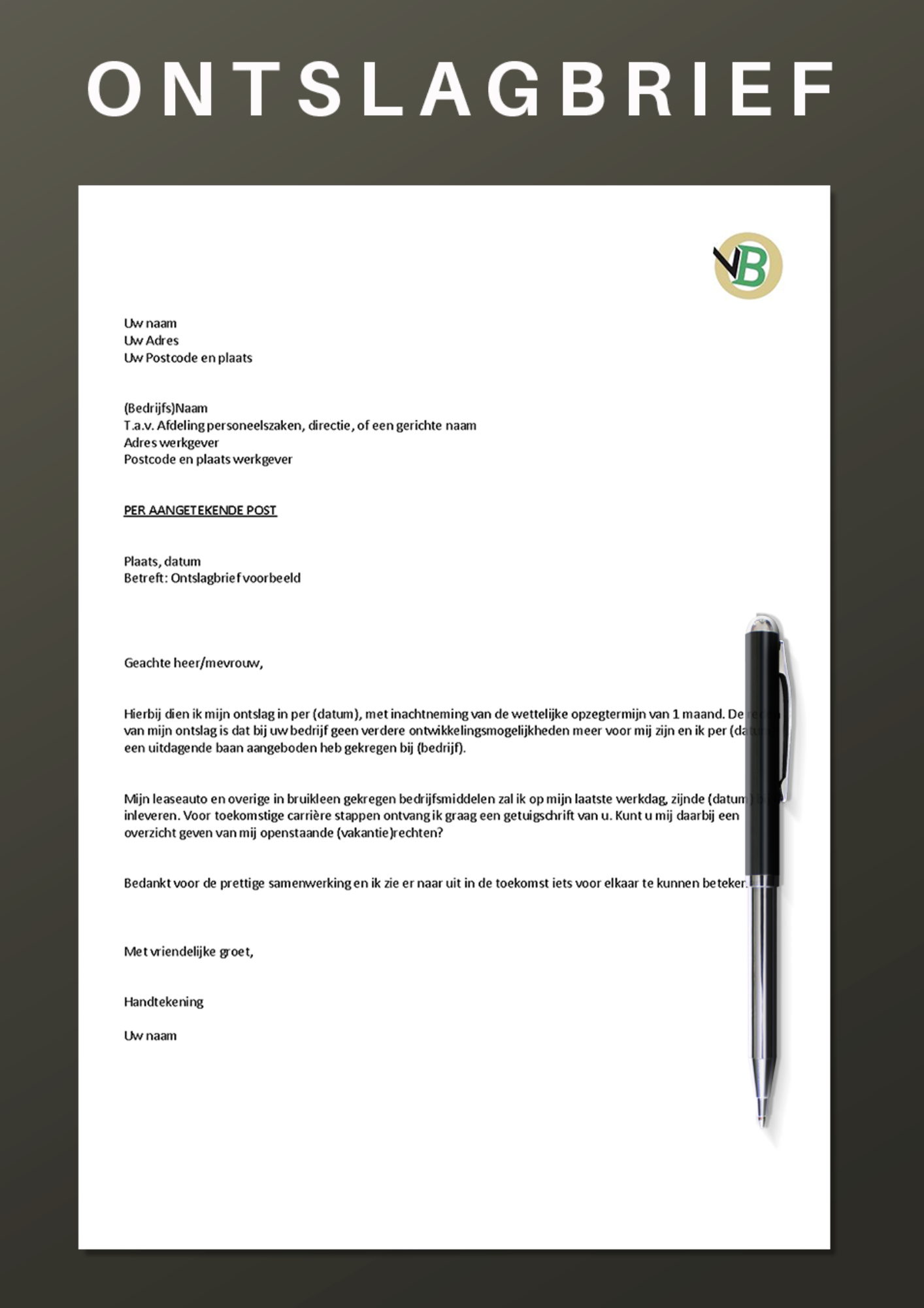 Ontslagbrief Professionele Voorbeeld Brieven (Gratis)