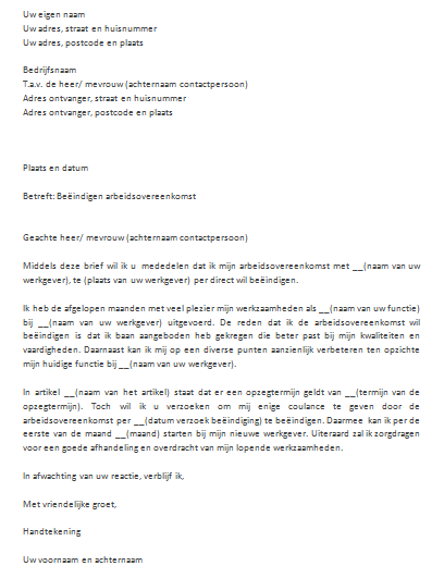 Opzegbrief Werk Png