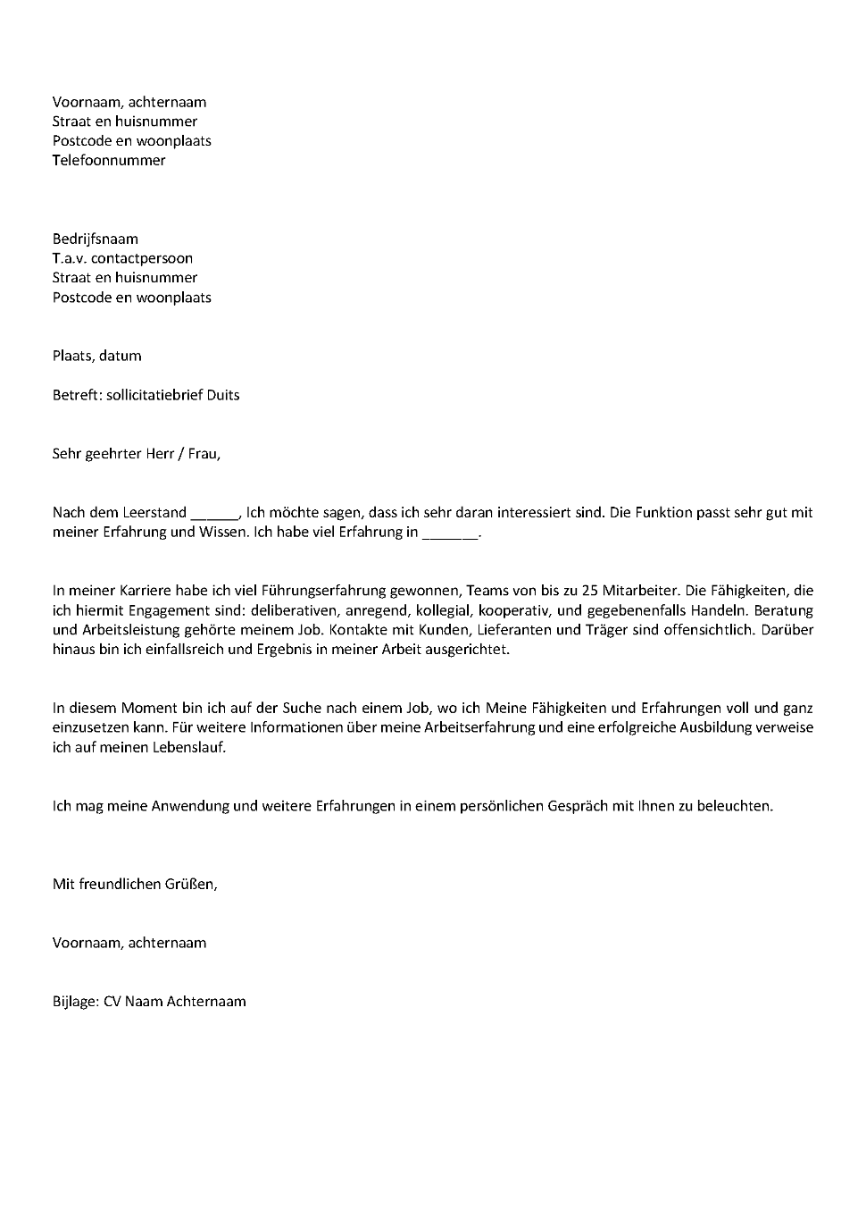 Sollicitatiebrief-duits