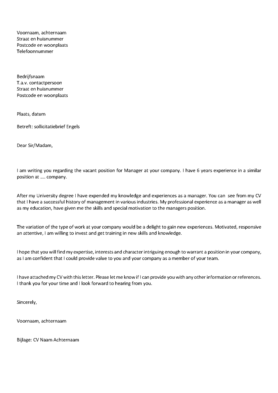 Sollicitatiebrief-engels