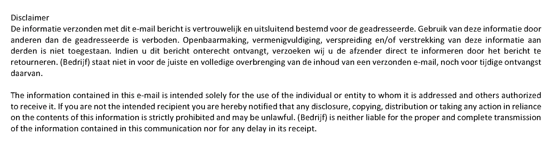 Voorbeeld-Disclaimer