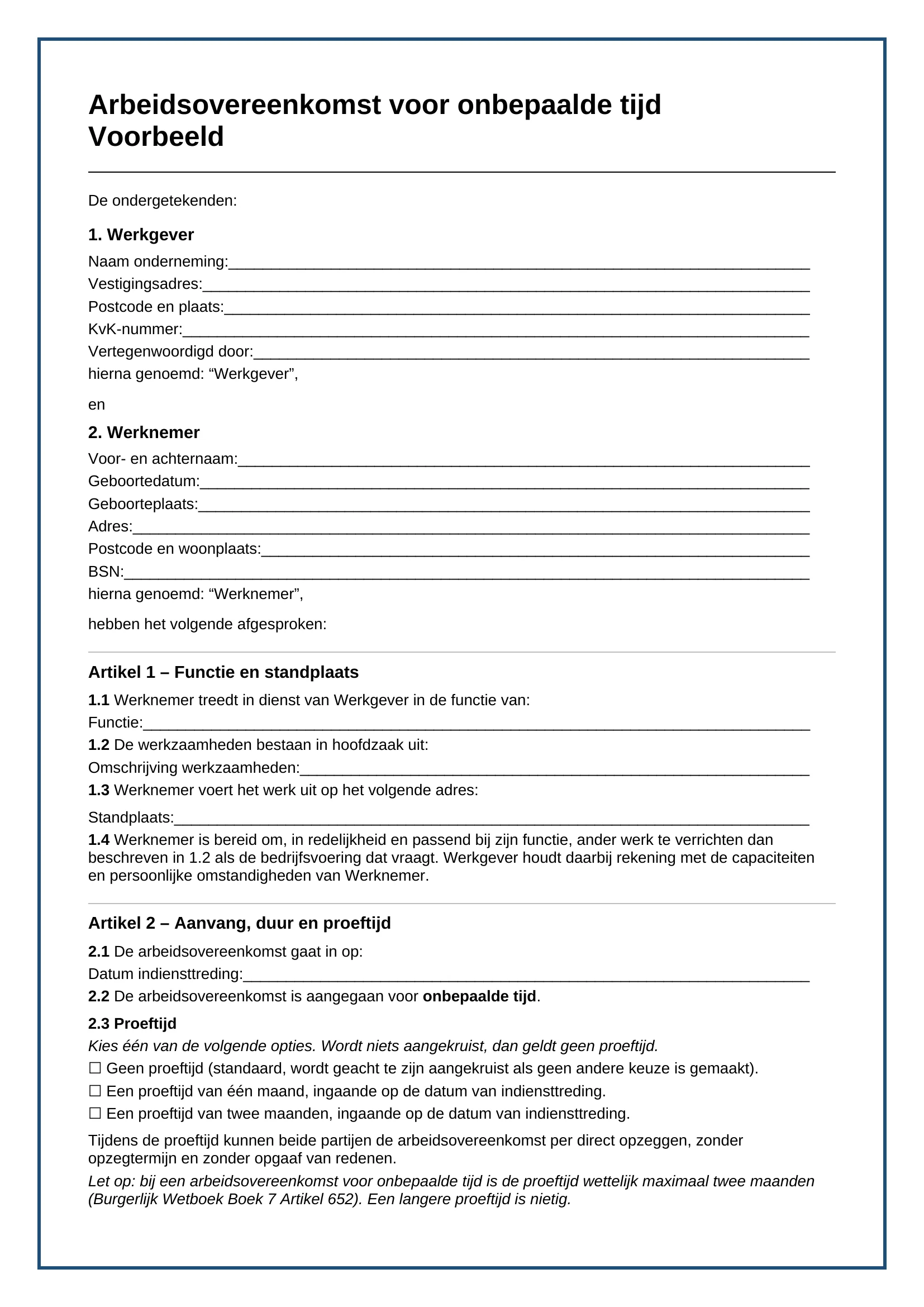 arbeidsovereenkomst-onbepaalde-tijd-gratis-template-preview