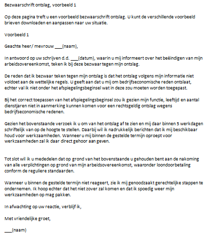 Voorbeeld Ontslagbrief