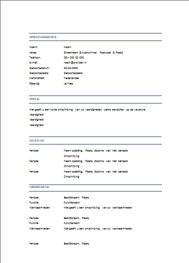 Cv Maken Voorbeeld