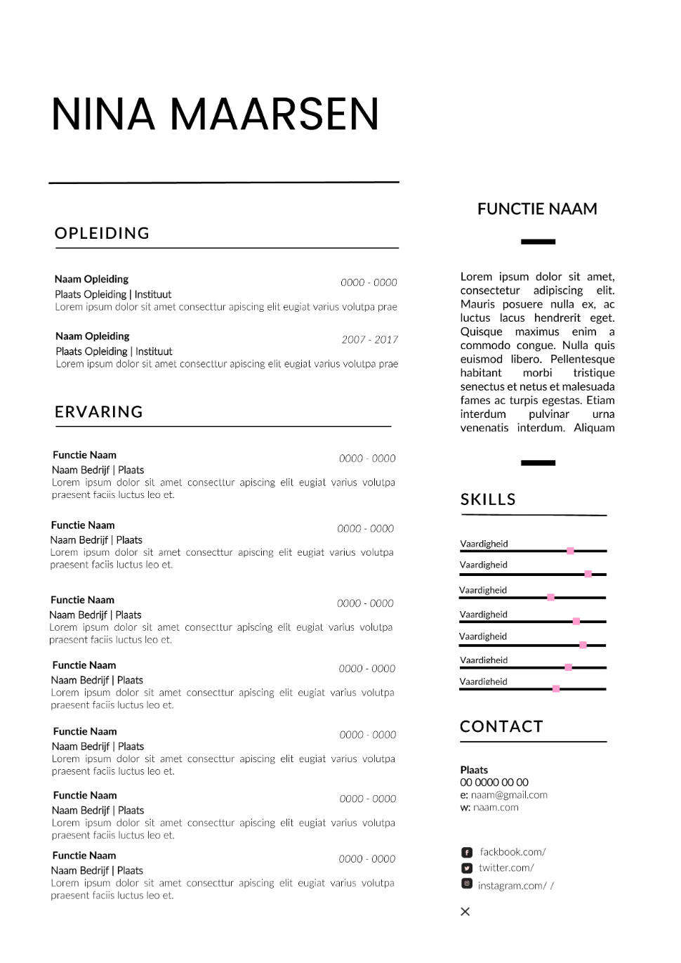 CV voorbeeld Word 5 | eenvoudige (Gratis) cv template | Maak in een handomdraai je cv in Word met onze gratis templates en start direct met solliciteren.