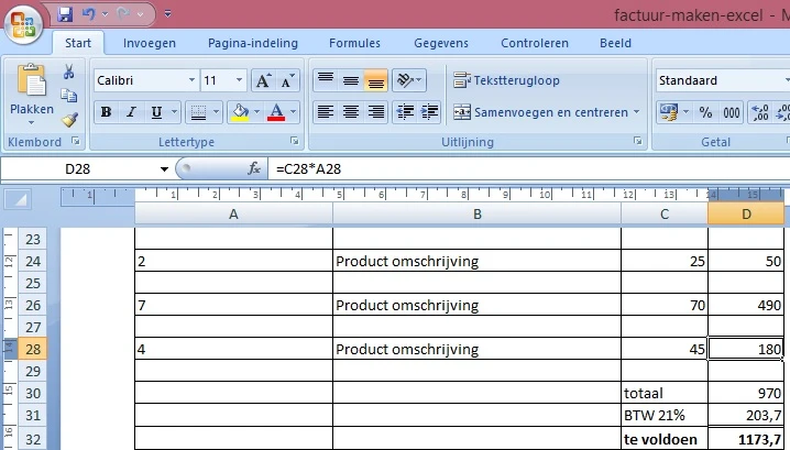 factuur-maken-excel-vermenigvuldigen factuur-maken-excel-vermenigvuldigen
