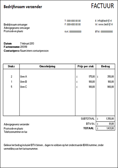 Zuinig Kalksteen Zeggen Factureren