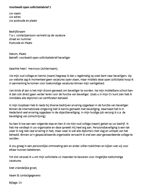 Voorbeeld Open Sollicitatiebrief