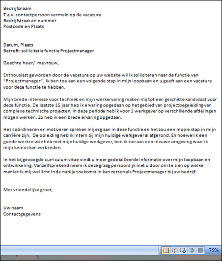 Sollicitatiebrief Voorbeeld