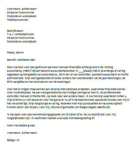 Sollicitatiebrief Voorbeeld