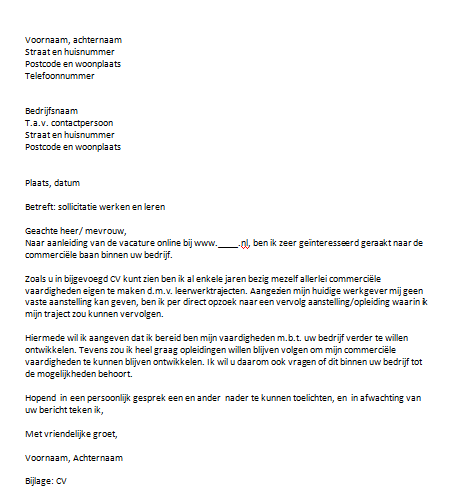 Sollicitatiebrief Winkelmedewerkster