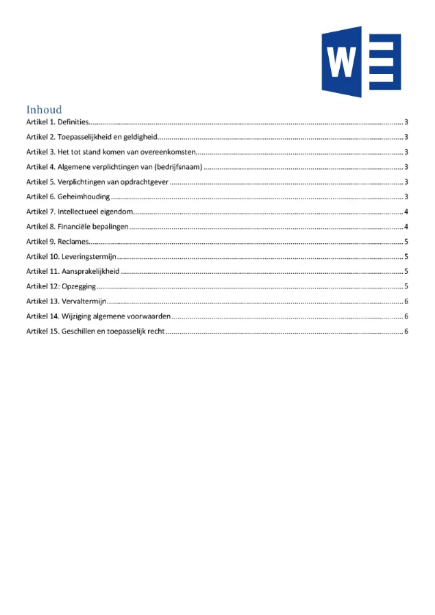 als je kunt Phalanx Ploeg Voorbeeld Algemene Voorwaarden - Template in Word- Direct te Bewerken