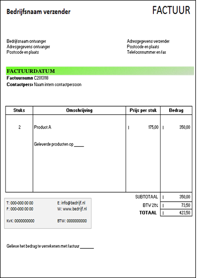 Factuur Voorbeeld Excel