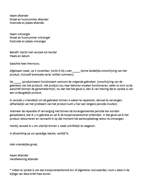 zakelijke brief klachtenbrief zakelijke brief klachtenbrief