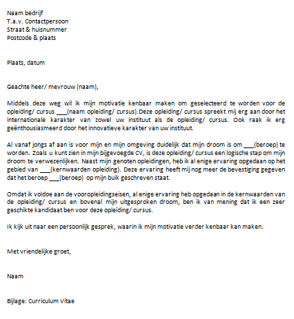 Motivatiebrief opleiding zorg