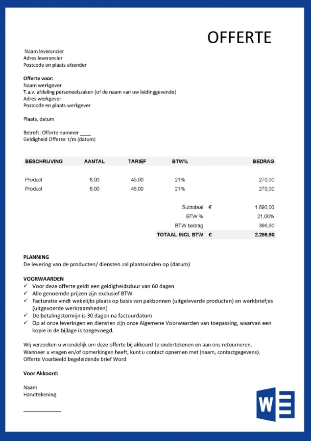 Excel Offerte Template Offerte Maken Download Gratis Voorbeeld Excel Offerte Template Offerte Maken Download Gratis Voorbeeld